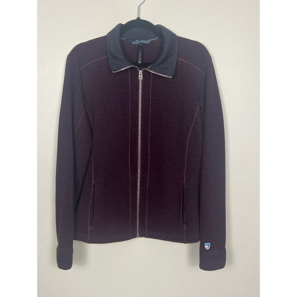 Kuhl Womens XL Plum Purple Full Zip Fleece Jacket Mountain Culture Knit Sweater